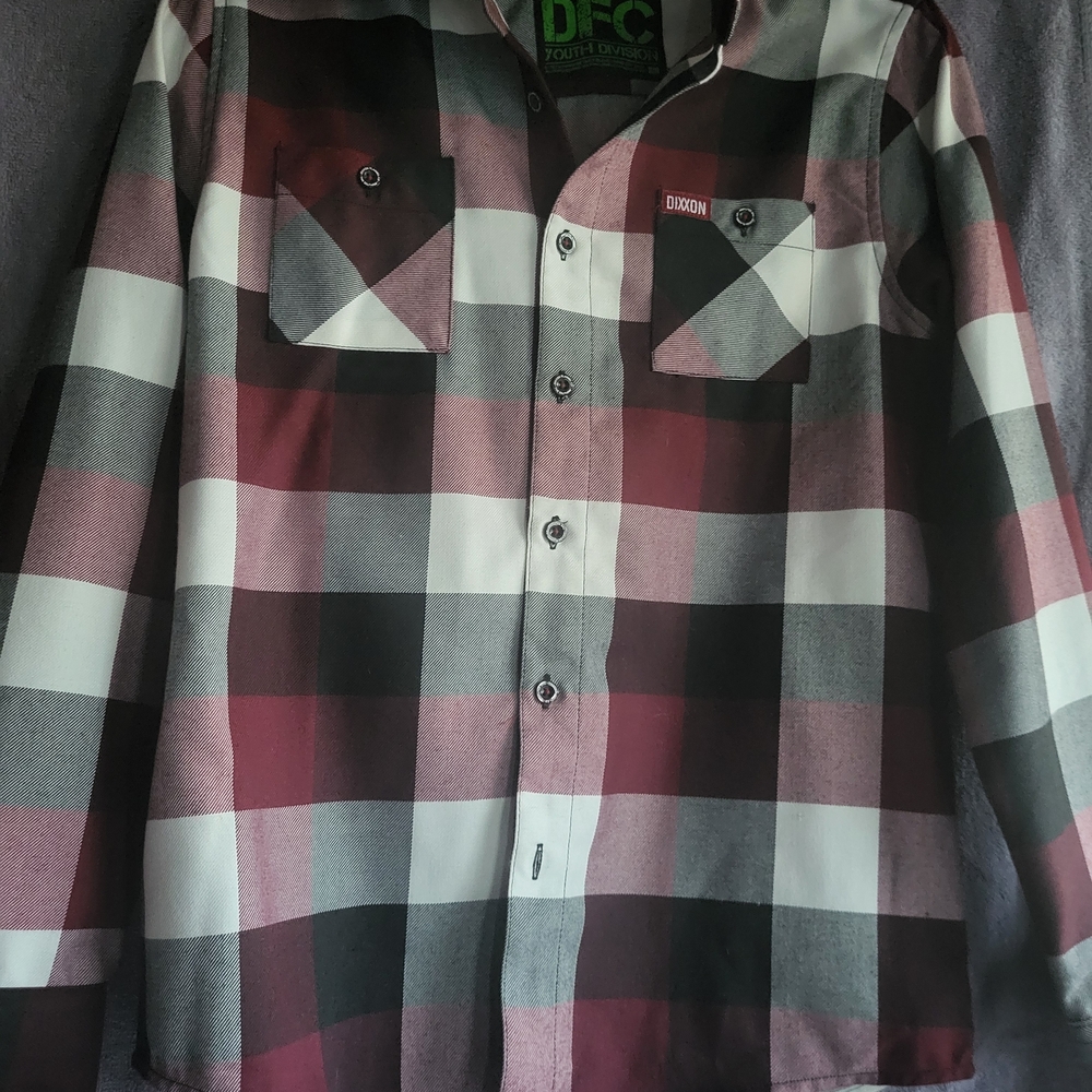 DIXXON Kids Plaid Button Down Shirt - Red, Black, White